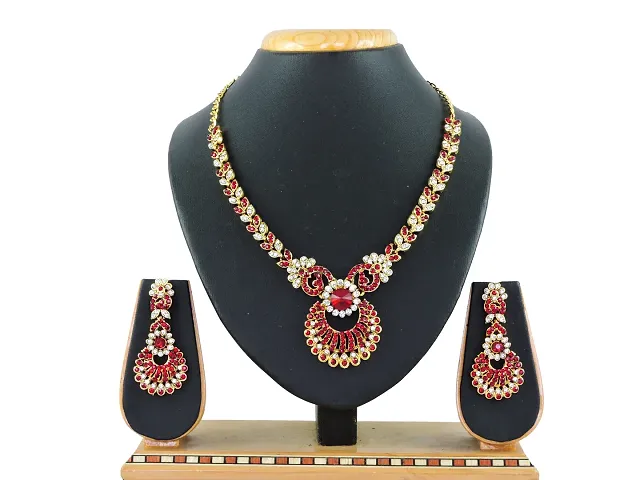 Trendy Designer AD Meena Necklace Set