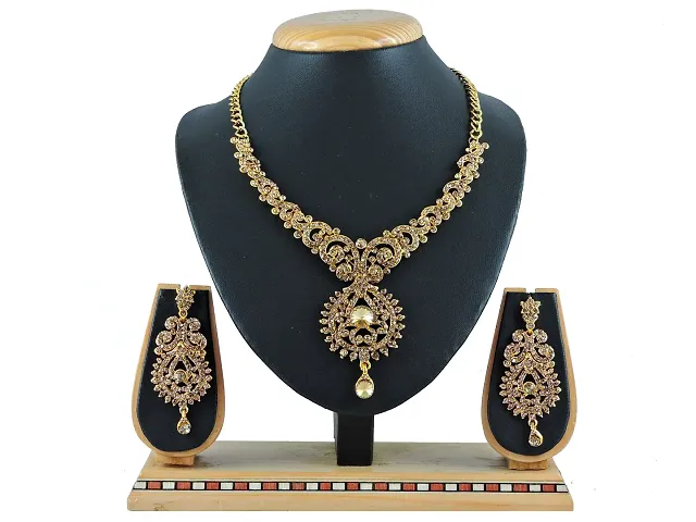 Trendy Designer AD Alloy Necklace Set