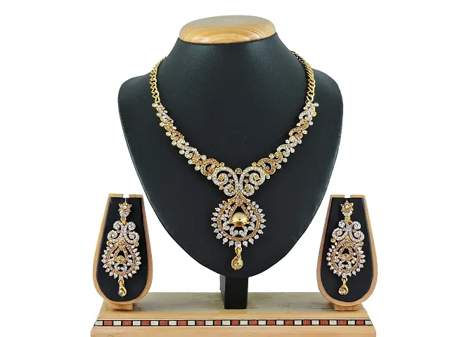 Trendy Designer AD Alloy Necklace Set