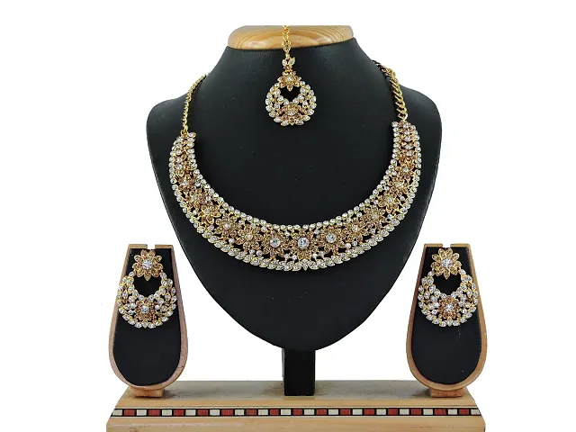 Laxmi collections Women's Alloy Necklace set (Blue) | JWL-190