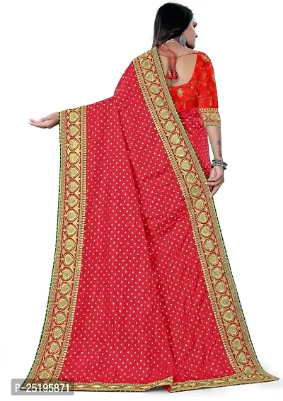 WET CLOTHING Women Woven Silk Embroidered Ethnic Wear 5.5m Saree with Unstitched Blouse (Red) 22442023-thumb2