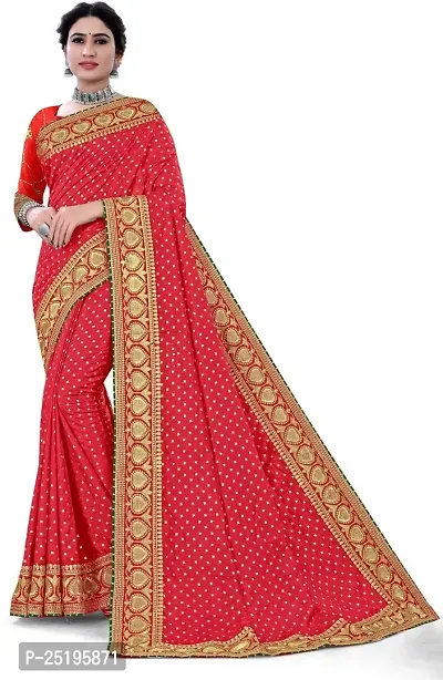 WET CLOTHING Women Woven Silk Embroidered Ethnic Wear 5.5m Saree with Unstitched Blouse (Red) 22442023-thumb0