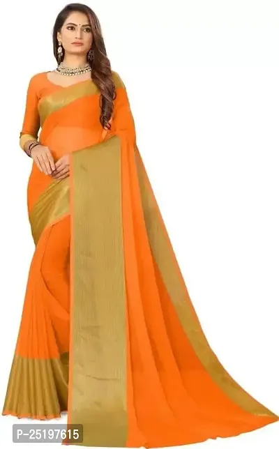 WET CLOTHING Women Woven Georgette Self Design Ethnic Wear 5.5m Saree with Unstitched Blouse (Yellow) 22042023-thumb0