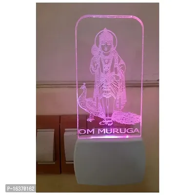 Gugan's Gifts - Om Muruga Color Changing 3D Illusion Acrylic Night Lamp Home Decorative Wall Light Bedroom/Living Room (12.5cm x 5cm) Pack of 1-thumb2