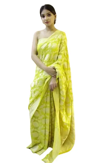 Pragati Creation Women's Soft Lichi Silk Saree With Blouse Piece Traditional Wear - KP-1073