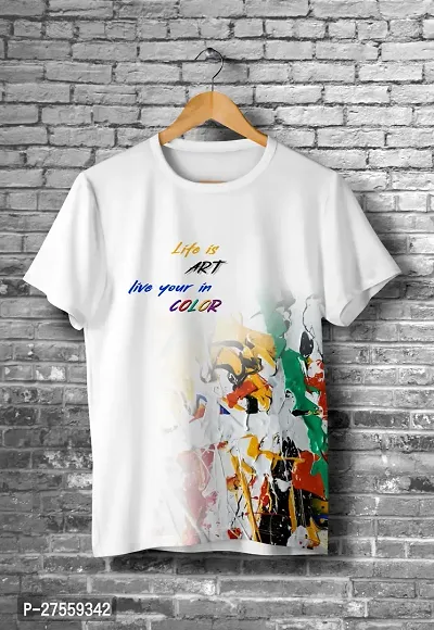 Trendy White Polycotton T-Shirt For Men