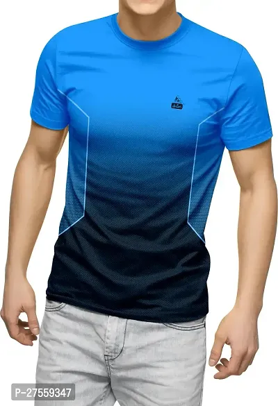 Trendy Blue Polyester T-Shirt For Men