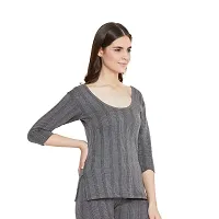 ZIMFIT Women's Cotton Winter wear 3/4 Sleeves Thermal Top in Dark Grey (Pack of 2)-thumb2