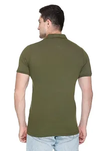 White Moon Men's Cotton Solid Regular Fit Polo T-Shirt Olive-thumb4