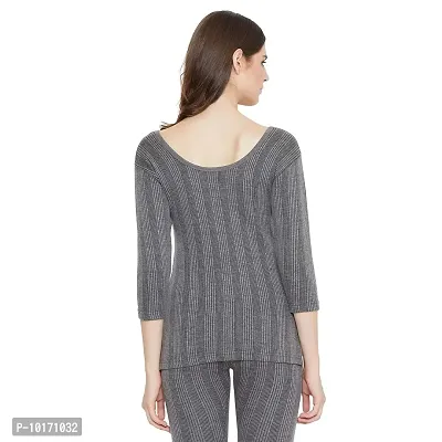 ZIMFIT Women's Cotton Winter wear 3/4 Sleeves Thermal Top in Dark Grey (Pack of 2)-thumb4