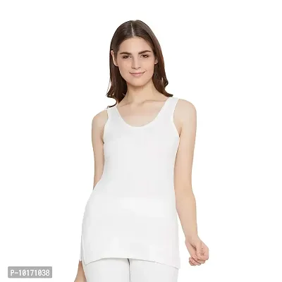 ZIMFIT Ladies Sleeveless Thermal Slip Top in White-thumb3