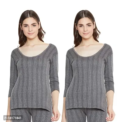 ZIMFIT Cotton Women's Winter wear Full Sleeves Thermal,Warmer Top in Dark Grey Size,32 (Pack of 2)