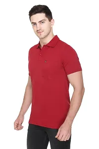 White Moon Men's Cotton Solid Regular Fit Polo T-Shirt-thumb1