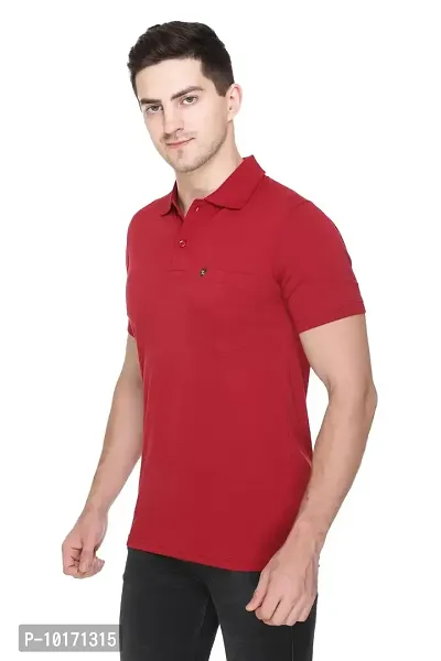 White Moon Men's Cotton Solid Regular Fit Polo T-Shirt-thumb2