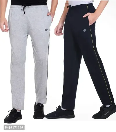White Moon Men's Stylish Slim Fit Cotton Jogger Lower Track Pants for Gym, Running, Athletic, Casual Wear Combo Pack of 2 for Men Multicolour Size (M) Grey,Navy