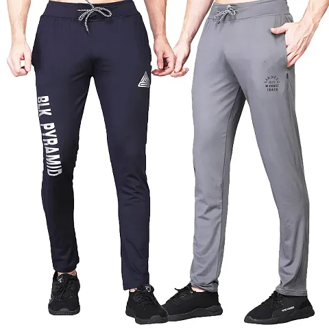 White Moon Men's Dryfit Lycra Stretchable Trackpants for Gym,Running,Casual Wear,Sports with Zip Pocket (2PC)