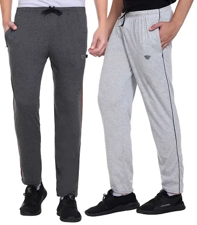 White Moon Men's Skinny Fit Trackpants (Pack of 2)