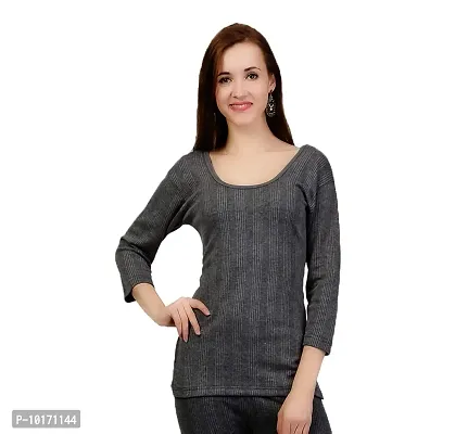 ZIMFIT Cotton Women's or Girls Winter wear Half Sleeves Thermal,Warmer, Slip Top in Dark Grey Colour (Pack of 1)-thumb3