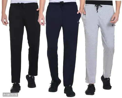 White Moon Men's Regular Fit Trackpants (Pack of 3) (Black,Navy,Grey) (XL)
