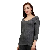 ZIMFIT Cotton Women's or Girls Winter wear Half Sleeves Thermal,Warmer, Slip Top in Dark Grey Colour (Pack of 1)-thumb1