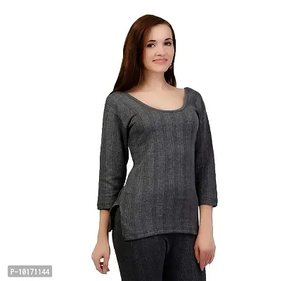 ZIMFIT Cotton Women's or Girls Winter wear Half Sleeves Thermal,Warmer, Slip Top in Dark Grey Colour (Pack of 1)-thumb0