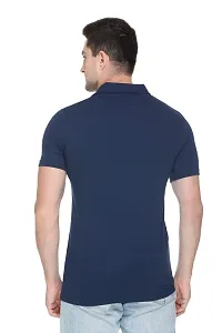 White Moon Men's Cotton Solid Regular Fit Polo T-Shirt Navy-thumb3
