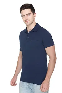 White Moon Men's Cotton Solid Regular Fit Polo T-Shirt Navy-thumb1