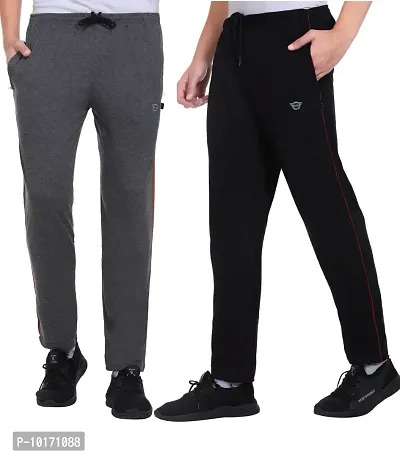 White Moon Men's Stylish Slim Fit Cotton Jogger Lower Track Pants for Gym, Running, Athletic, Casual Wear Combo Pack of 2 for Men Multicolour Size (L) (Black,Anthra)