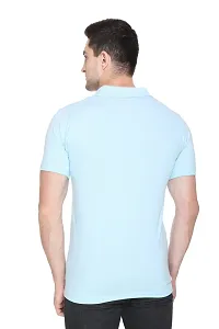 White Moon Men's Cotton Solid Regular Fit Polo T-Shirt Sky-thumb3