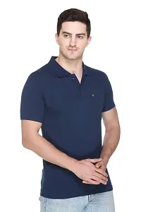 White Moon Men's Cotton Solid Regular Fit Polo T-Shirt Navy-thumb2