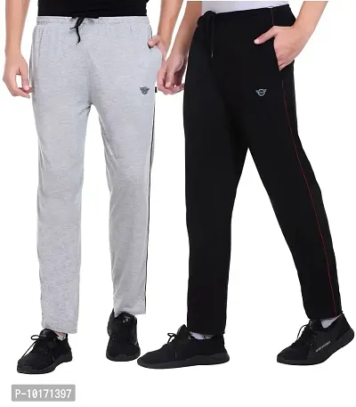 White Moon Men's Slim Fit Regular Fit Cotton Track Pants (Pack of 2 | Color : Multicolor | Size : Large)