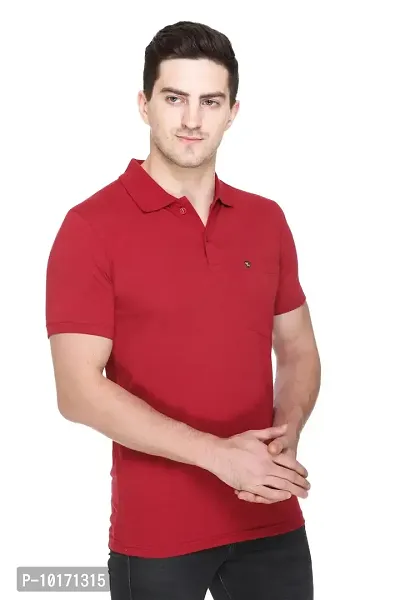 White Moon Men's Cotton Solid Regular Fit Polo T-Shirt-thumb3
