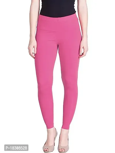 Fabulous Pink Cotton Lycra Solid Leggings For Women-thumb0