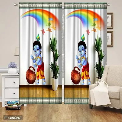 Printed Polyester Curtain  For  Living Room  Set of 1 Pcs (single Pcs)-thumb0