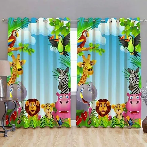 New panipat textile zone Polyester Long Door Curtain 274.32 cm (9 ft) Pack of 2 (Printed Multicolor)