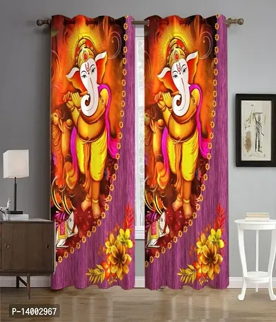 Printed Polyester Curtain  For  Living Room  Set of 1 Pcs (single Pcs)-thumb0