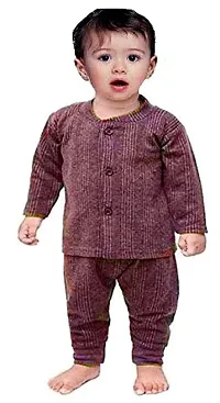 Guru Ji Baby's winterwear Thermal Fleece Inner Suit, Body Warmer Thermal Set for Boys(0-3Months) Set of 3-thumb1