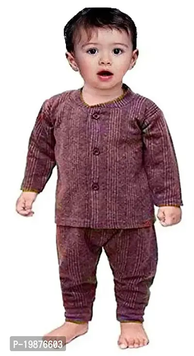 Guru Ji Baby's winterwear Thermal Fleece Inner Suit, Body Warmer Thermal Set for Boys(0-3Months) Set of 3-thumb2