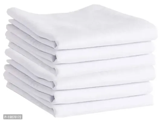 Guruji Plus 100% Cotton Premium Collection Handkerchiefs Hanky for Men, Set (White)-thumb3