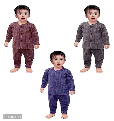 Guru Ji Baby's winterwear Thermal Fleece Inner Suit, Body Warmer Thermal Set for Boys(2 Years) Set of 3