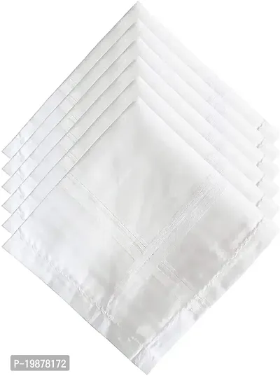 Guruji Plus 100% Cotton Premium Collection Handkerchiefs Hanky for Men, Set (White)-thumb0