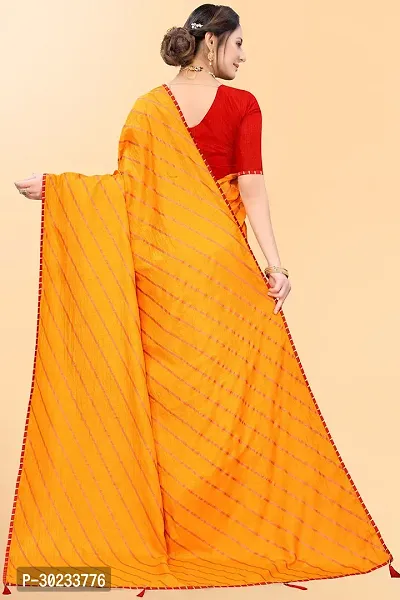 Printed Poly Silk Mustard Yellow Saree-thumb3