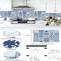 Blue Floral Marble Wallpaper for Marble Sheets for Home Wall Blue Floral Marble Wallpaper for Walls Contact Paper for Kitchen Countertop (Size:60 * 200 Cm) 048-thumb3