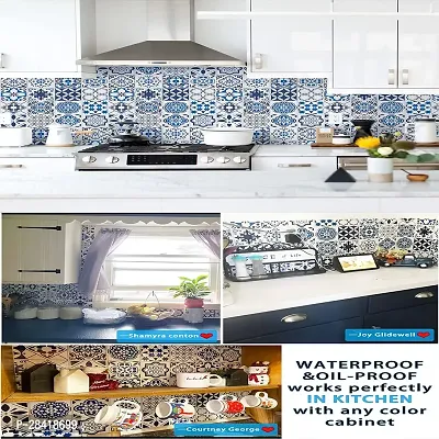 Blue Floral Marble Wallpaper for Marble Sheets for Home Wall Blue Floral Marble Wallpaper for Walls Contact Paper for Kitchen Countertop (Size:60 * 200 Cm) 049-thumb0