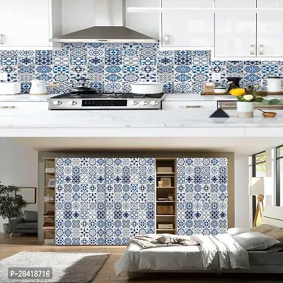 Blue Floral Marble Wallpaper for Marble Sheets for Home Wall Blue Floral Marble Wallpaper for Walls Contact Paper for Kitchen Countertop (Size:60 * 200 Cm) 065-thumb2