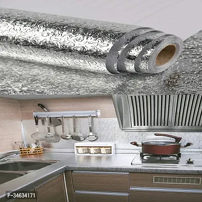 WALLVEAR Silver wallpaper self adhesive sticker for home  Kitchen decoration(200 x 60 cm) Model-08-thumb0