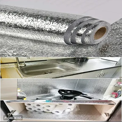 WALLVEAR Silver wallpaper self adhesive sticker for home  Kitchen decoration(200 x 60 cm) Model-02-thumb0