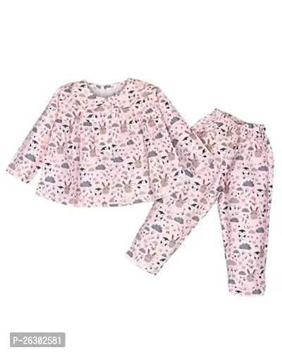 Beatiful Multicoloured Cotton Top With Bottom Set For Kids-thumb0