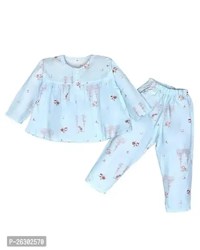 Beatiful Multicoloured Cotton Top With Bottom Set For Kids
