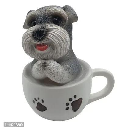 AROMORA STOP THINKING JUST BUY IT Cute Puppy in Cup, Mug for Home D?cor | Decorative Statue Sculpture Figurine Showpiece for Animal Lovers and Home Decoration Gifting (Grey, Pack of 1)